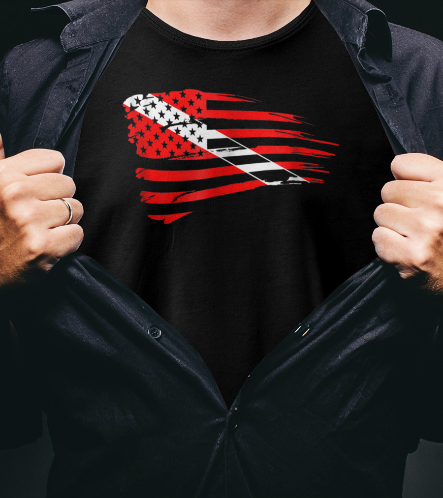 American Flag Scuba Diving Dive Flag Patriotic T-Shirt