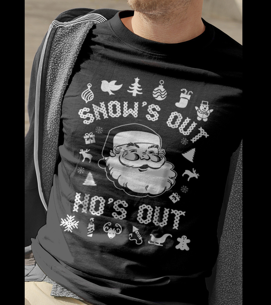 Snow's Out Ho's Out Funny Santa Christmas Holiday Icons T-Shirt