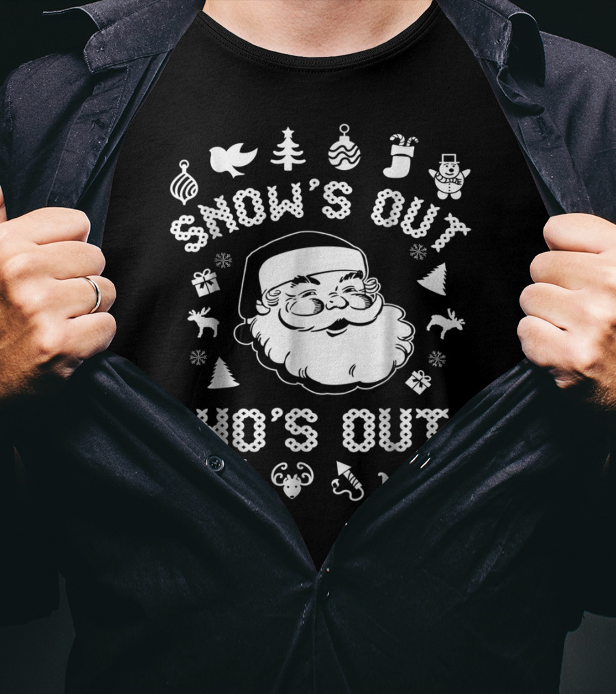 Snow's Out Ho's Out Funny Santa Christmas Holiday Icons T-Shirt