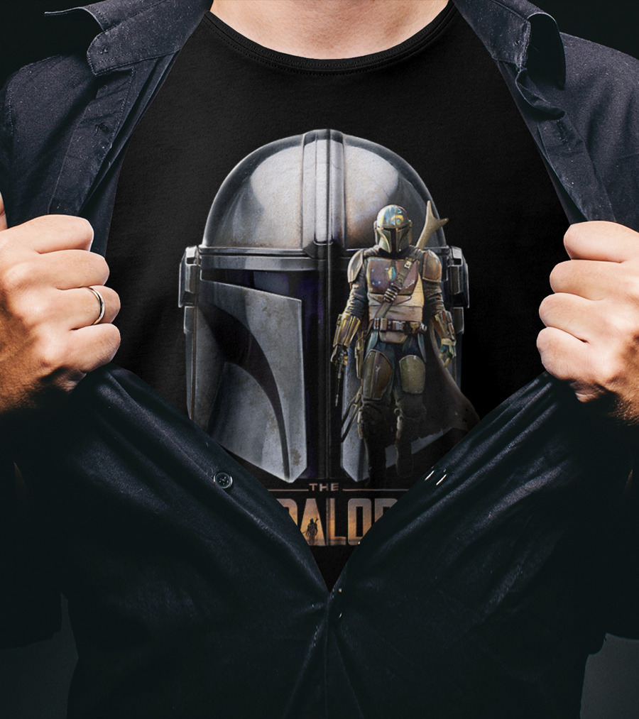 Star Wars The Mandalorian Helmet And Bounty Hunter Armor T-Shirt