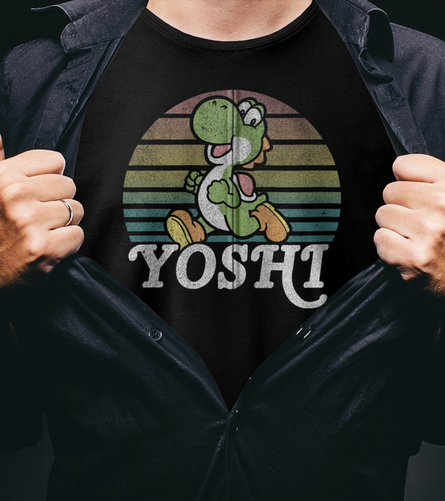 Yoshi Retro Stripes Super Mario T-Shirt