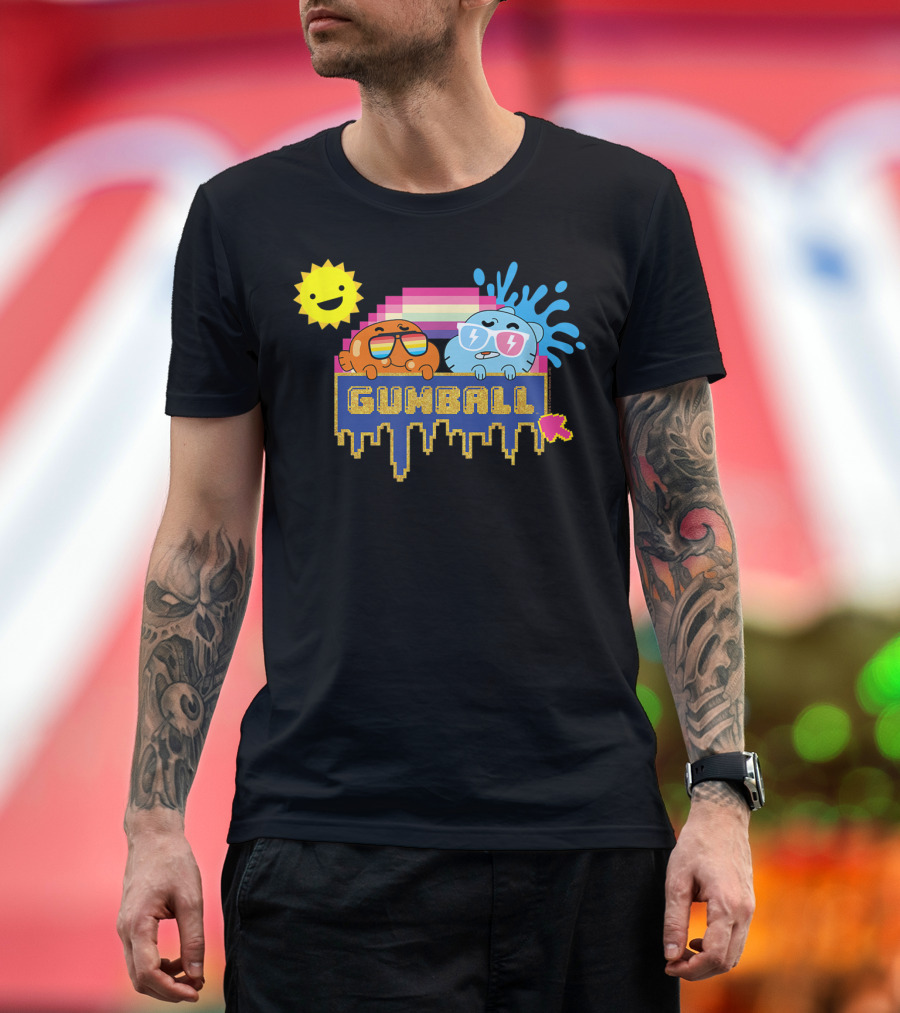 The Amazing World of Gumball Sunshine Retro Pixel Art Gumball Characters T-Shirt