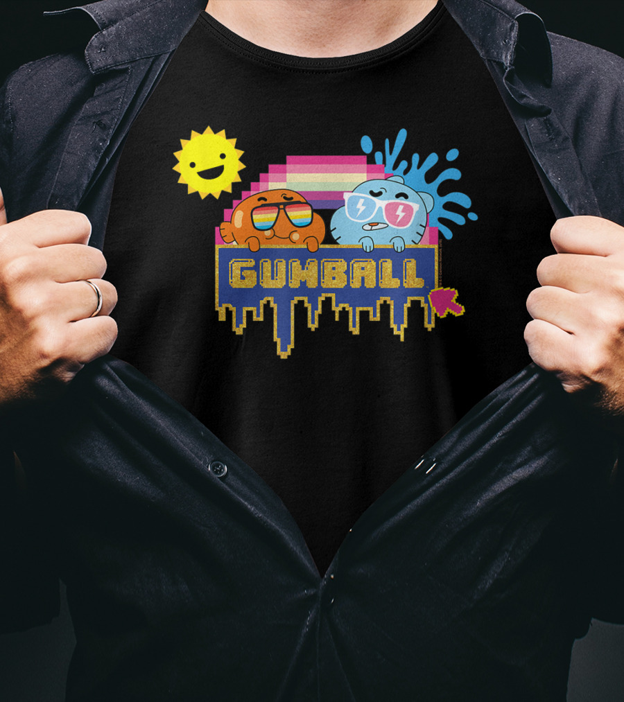 The Amazing World Of Gumball Sunshine Retro Pixel Art Gumball Characters T-Shirt