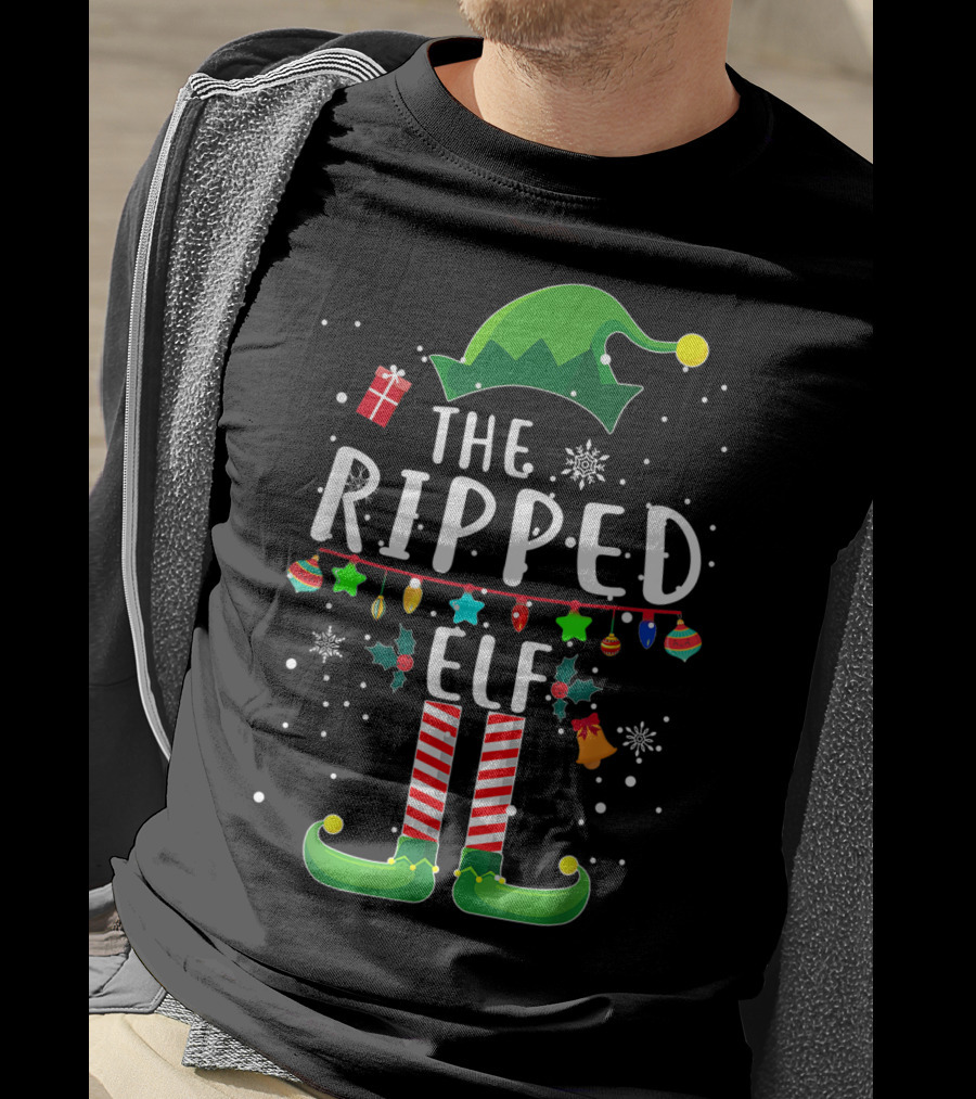 The Ripped Elf Christmas Family Fun Matching T-Shirt