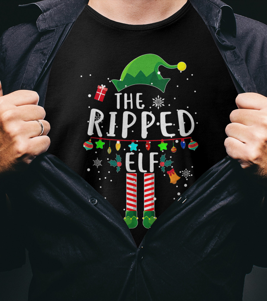 The Ripped Elf Christmas Family Fun Matching T-Shirt