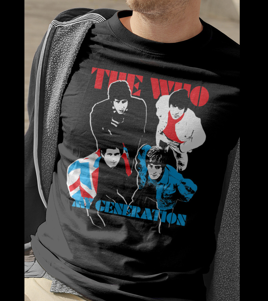 The Who My Generation Band Members With Union Jack Flag T-Shirt