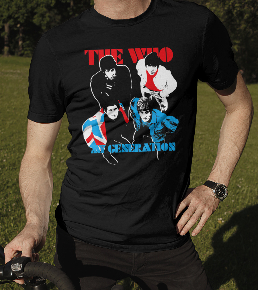 The Who My Generation Band Members With Union Jack Flag T-Shirt