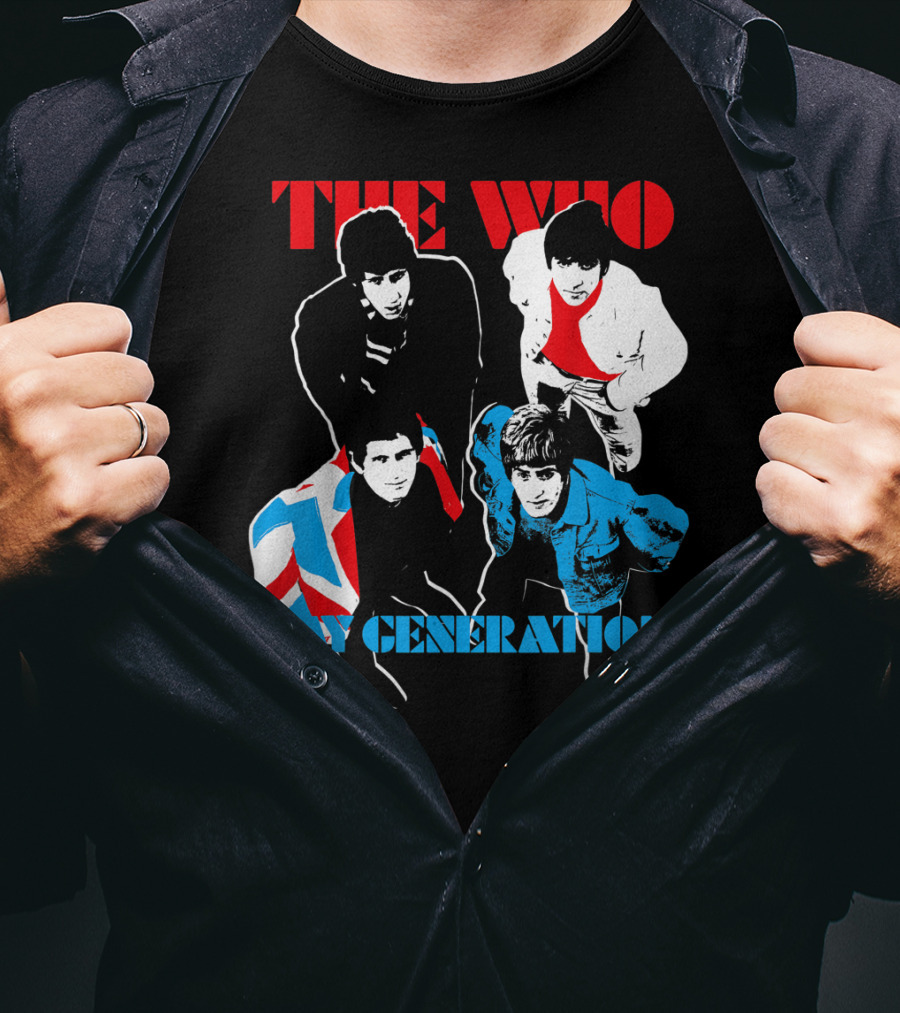 The Who My Generation Band Members With Union Jack Flag T-Shirt