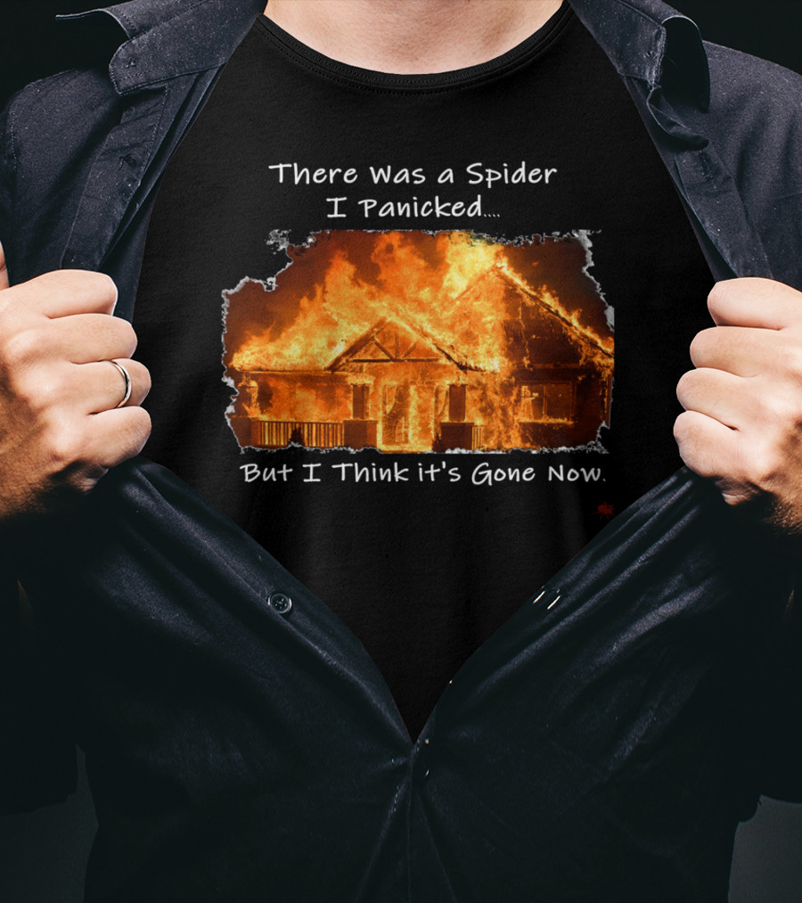 There Was A Spider I Panicked But I Think It's Gone Now Burned House T-Shirt