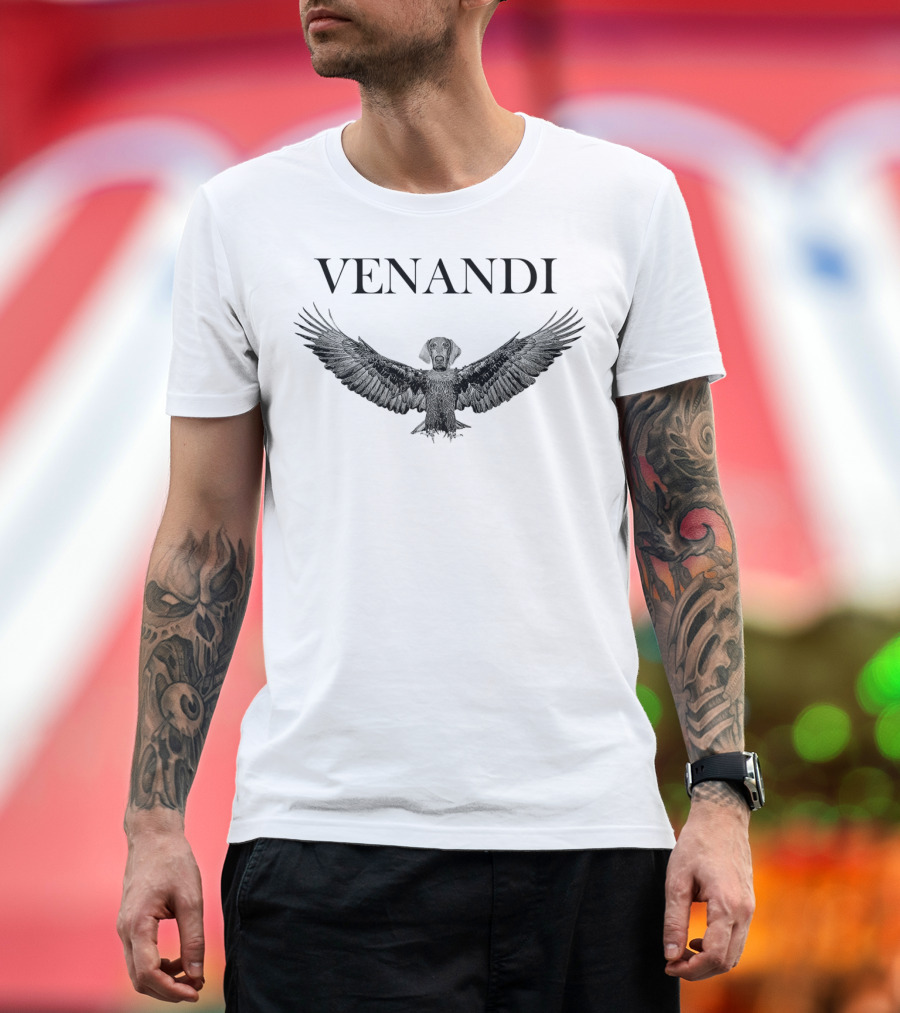 VENANDI Dog With Bird Wings T-Shirt