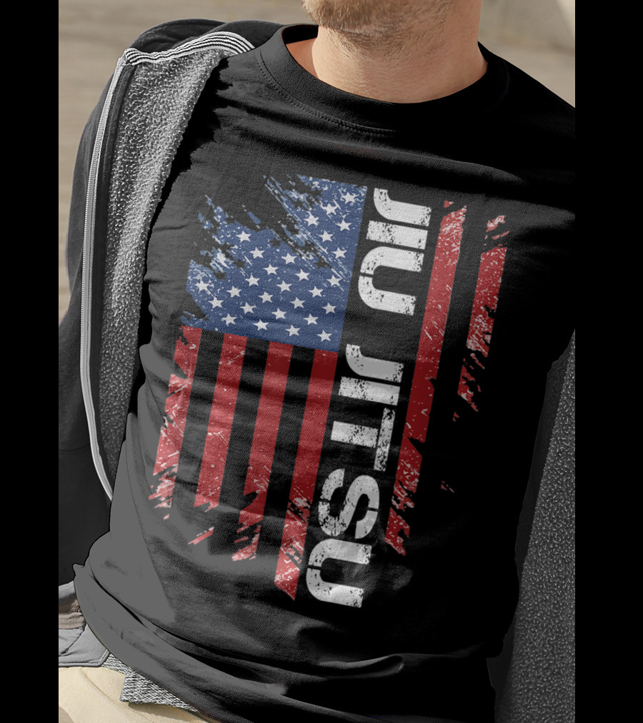 Vintage American USA Flag Jiu Jitsu T-Shirt