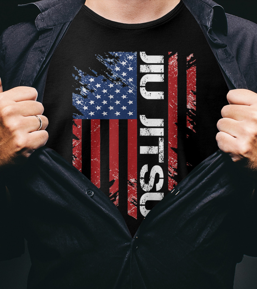 Vintage American USA Flag Jiu Jitsu T-Shirt