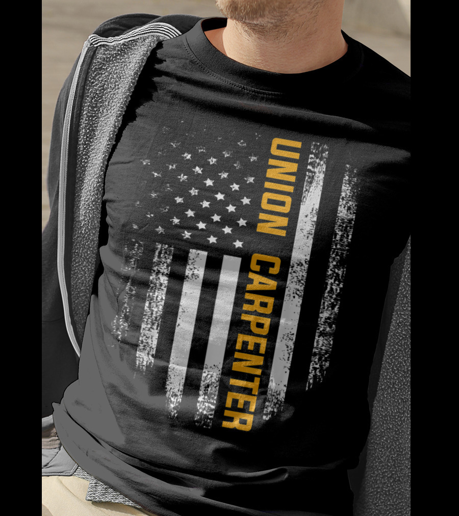 Union Carpenter Vintage American USA Flag Cool T-Shirt