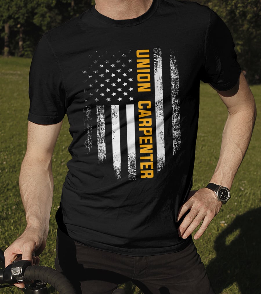 Union Carpenter Vintage American USA Flag Cool T-Shirt