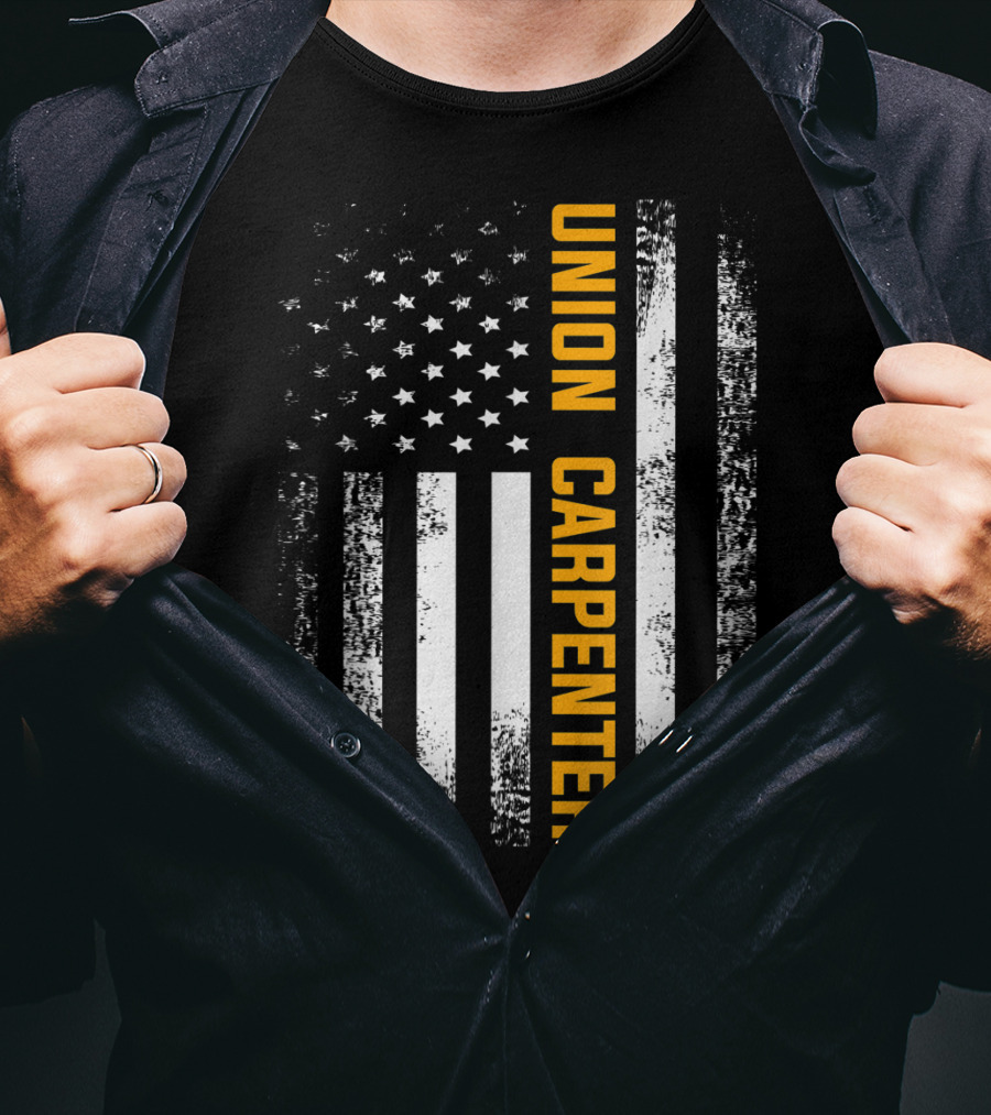 Union Carpenter Vintage American USA Flag Cool T-Shirt