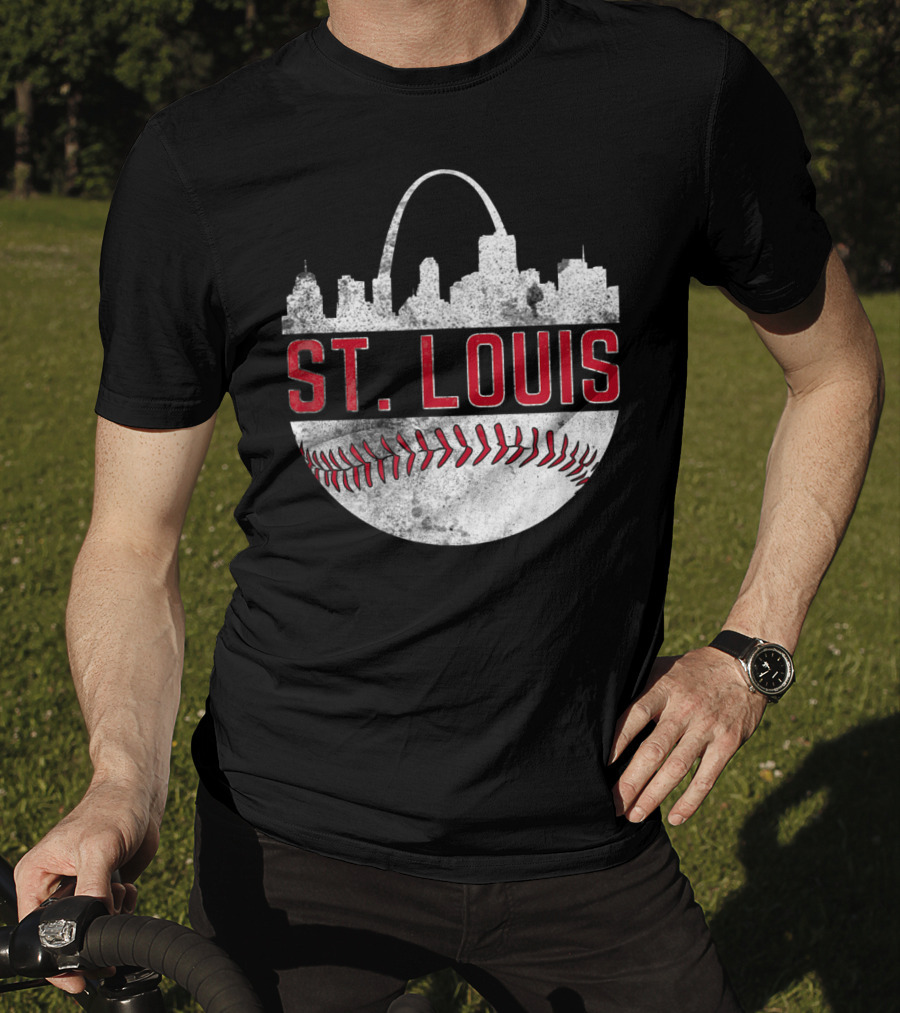 St. Louis Vintage Skyline Baseball Fan T-Shirt