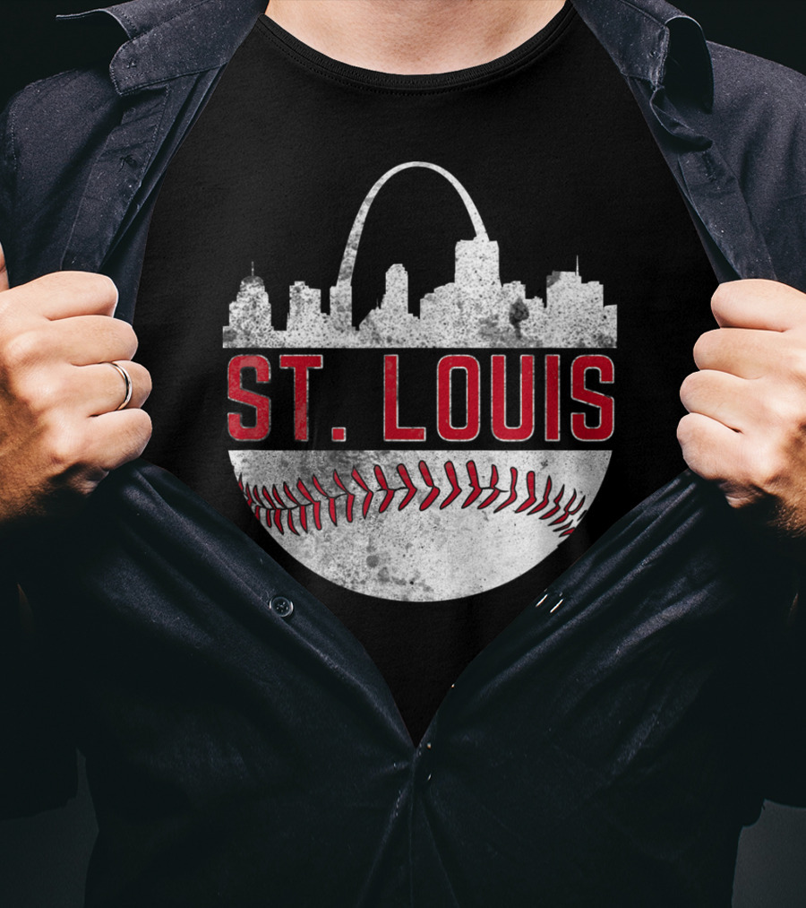 St. Louis Vintage Skyline Baseball Fan T-Shirt