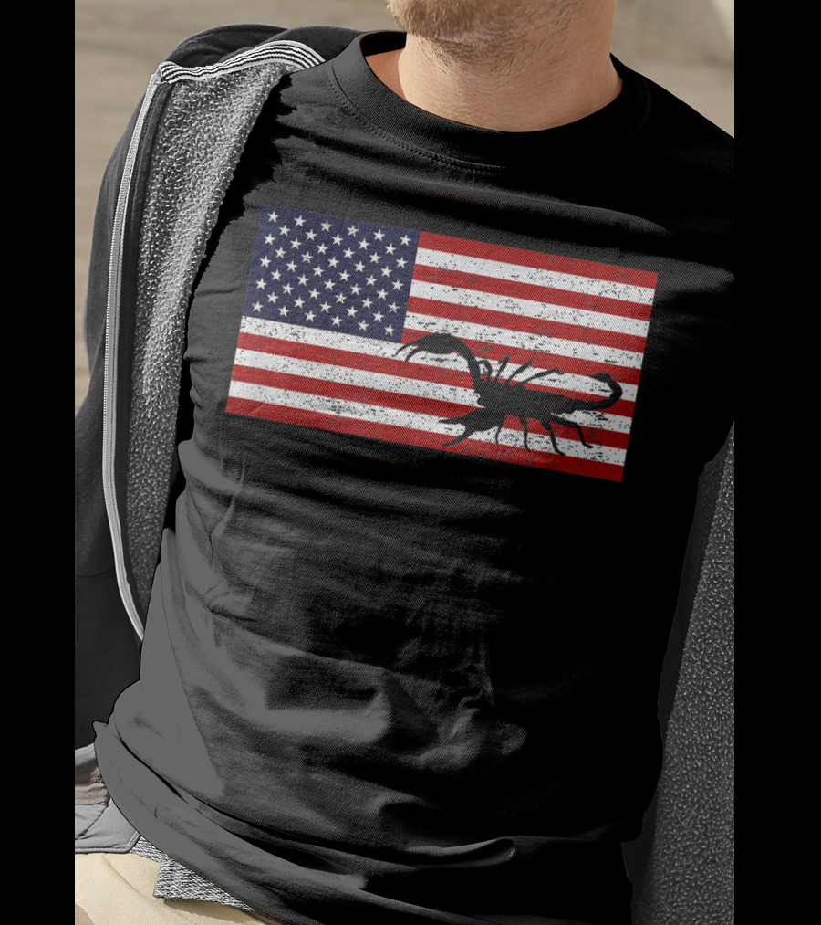 Vintage Distressed American Flag Scorpion T-Shirt