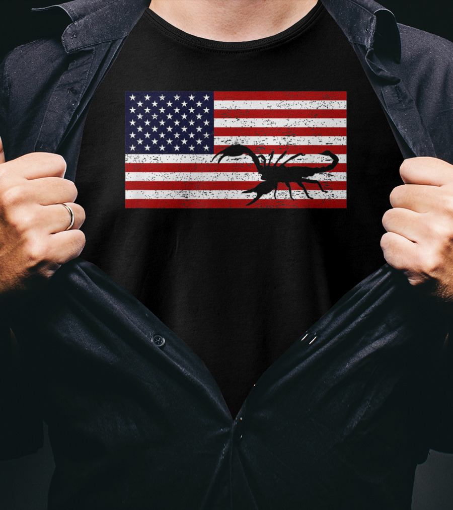 Vintage Distressed American Flag Scorpion T-Shirt
