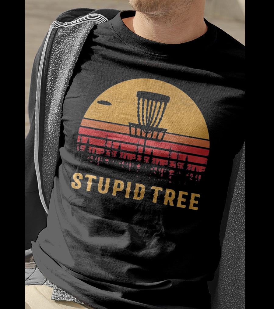 Stupid Tree Disc Golf Vintage Sunset Frisbee T-Shirt
