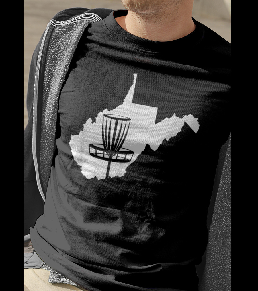 West Virginia Disc Golf State Map Basket T-Shirt