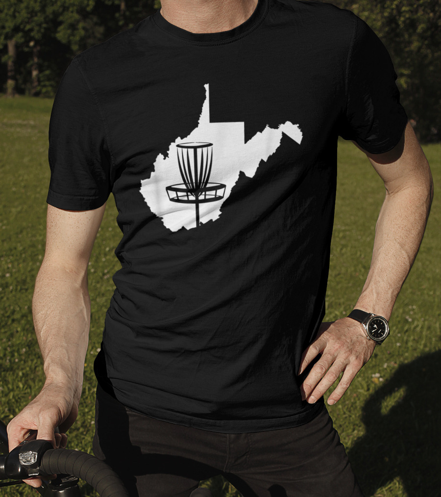 West Virginia Disc Golf State Map Basket T-Shirt