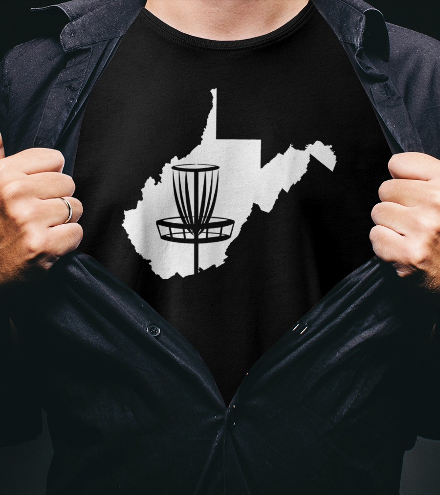 West Virginia Disc Golf State Map Basket T-Shirt