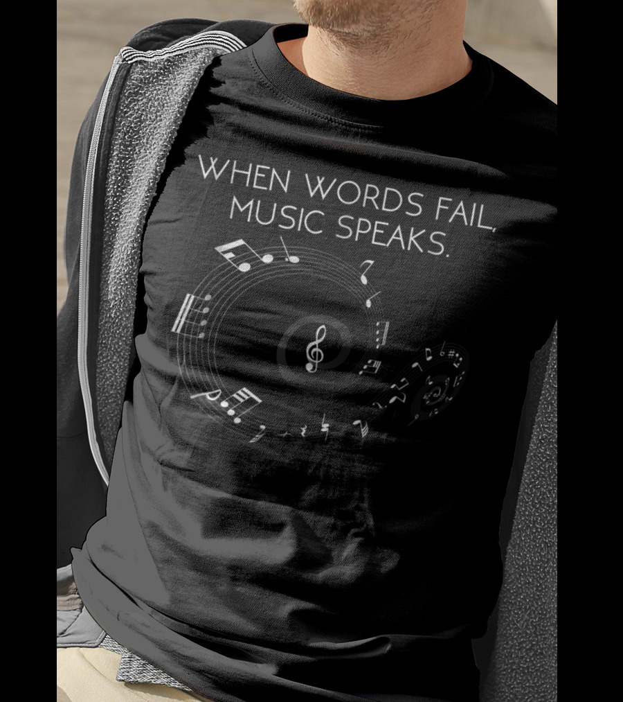 When Words Fail Music Speaks Musical Notes Spiral T-Shirt