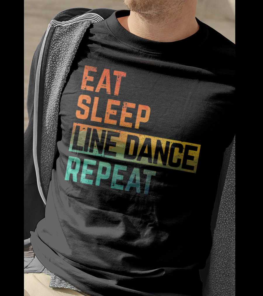 Eat Sleep Line Dance Repeat Watercolor T-Shirt