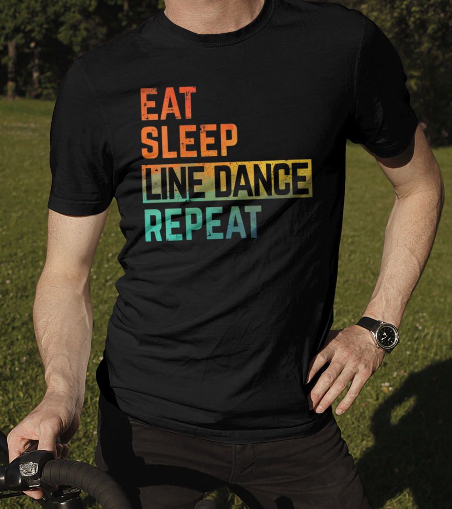 Eat Sleep Line Dance Repeat Watercolor T-Shirt