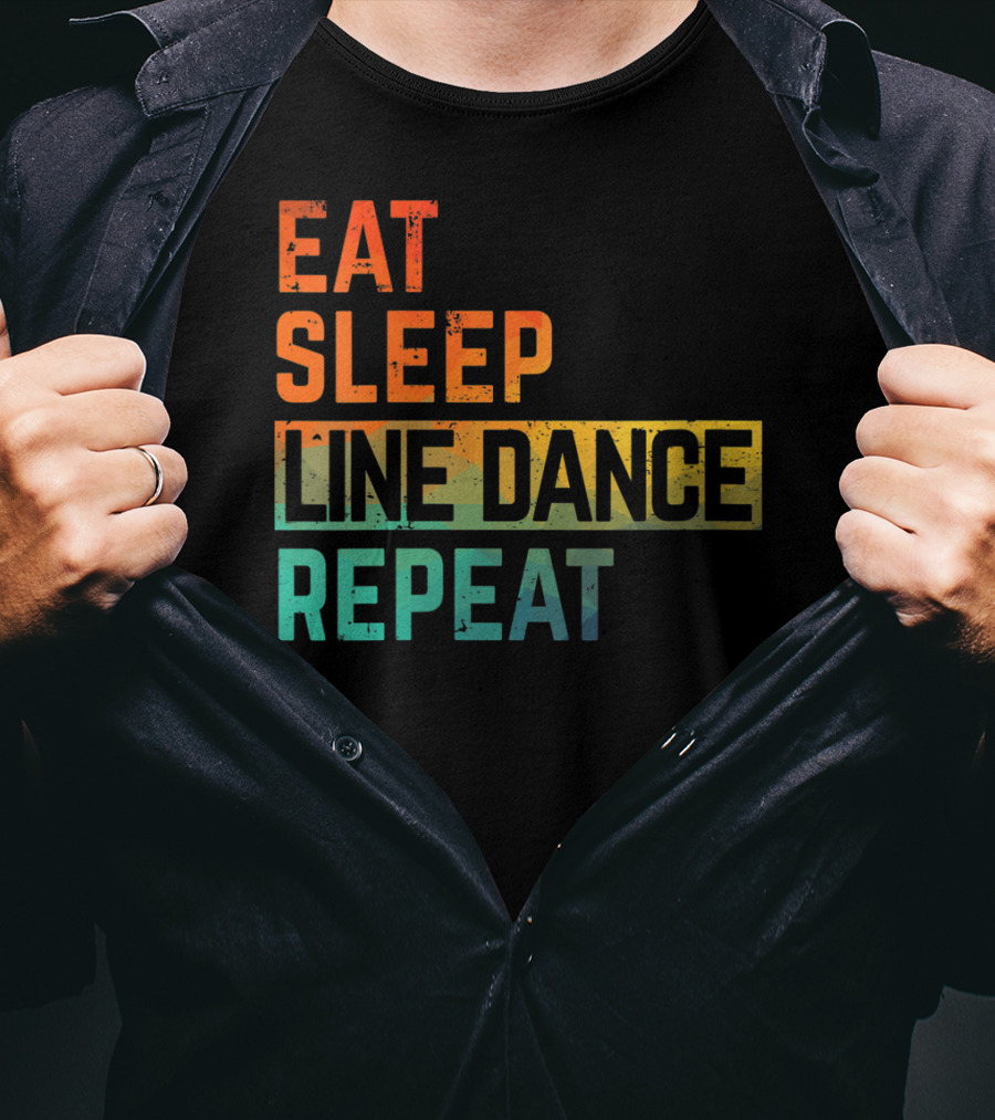 Eat Sleep Line Dance Repeat Watercolor T-Shirt