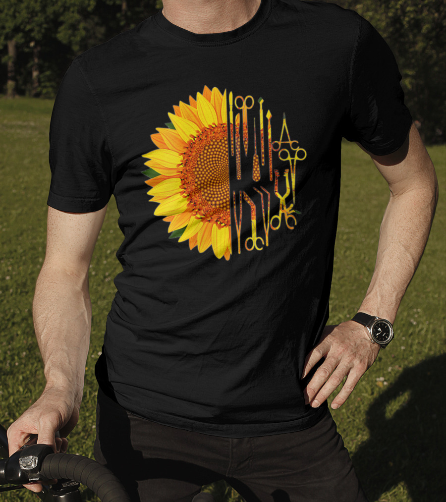 Scrub Tech Surgeon Surgical Instruments Sunflower Hybrid T-Shirt