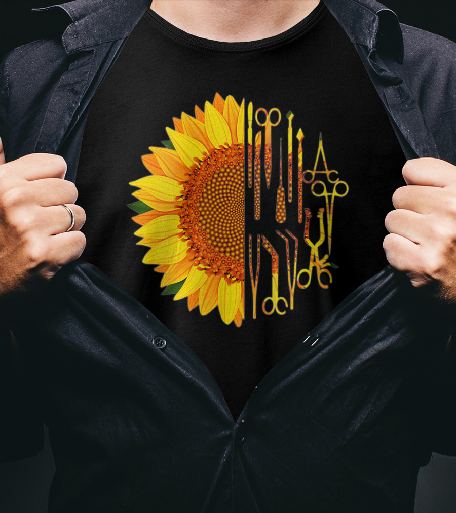 Scrub Tech Surgeon Surgical Instruments Sunflower Hybrid T-Shirt