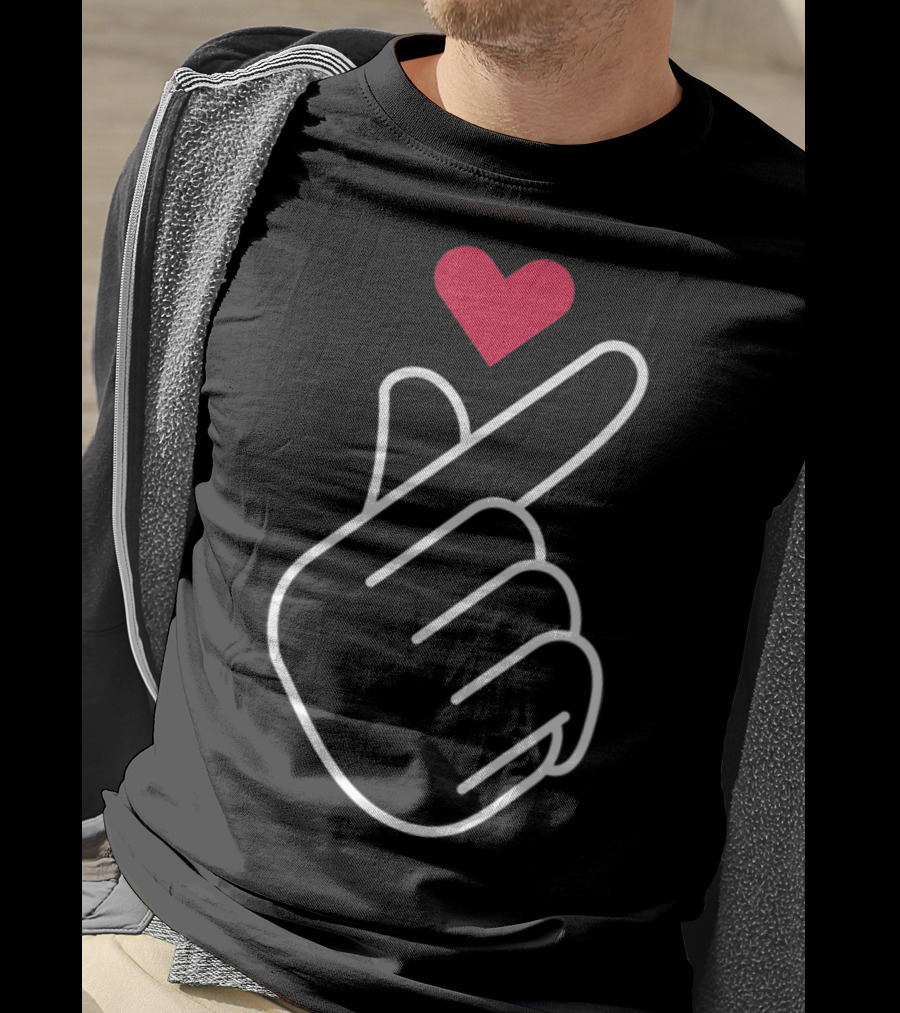 South Korea Finger Heart Gesture With Red Iconic T-Shirt