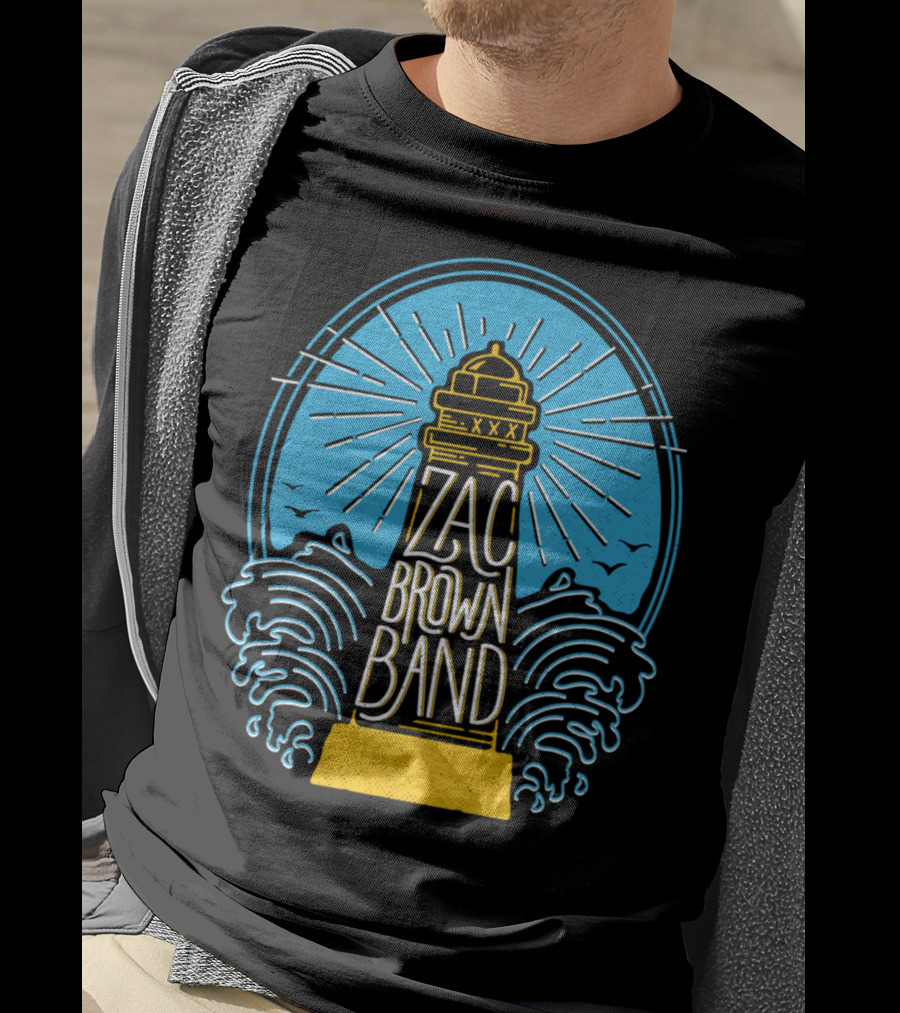 Zac Brown Band Lighthouse With Waves And Birds T-Shirt