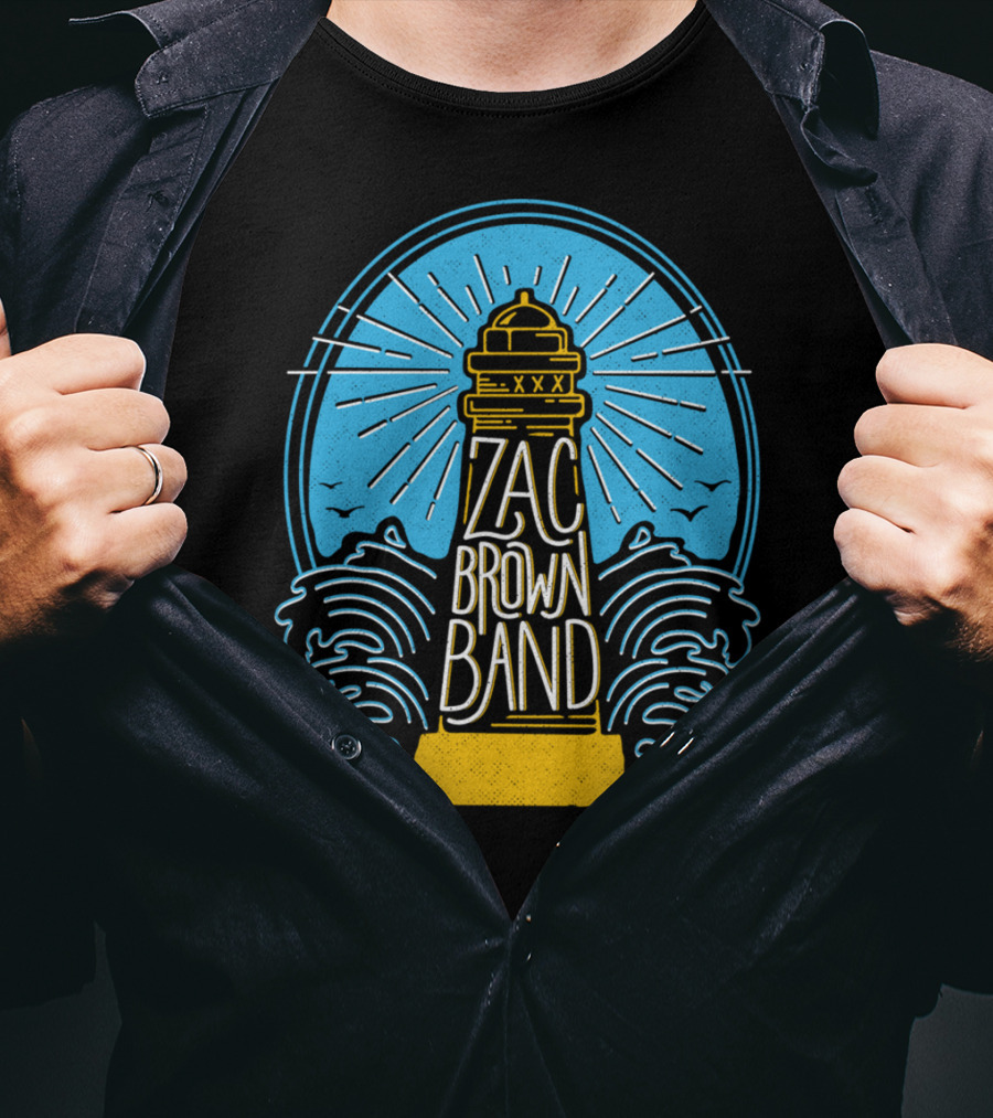 Zac Brown Band Lighthouse With Waves And Birds T-Shirt