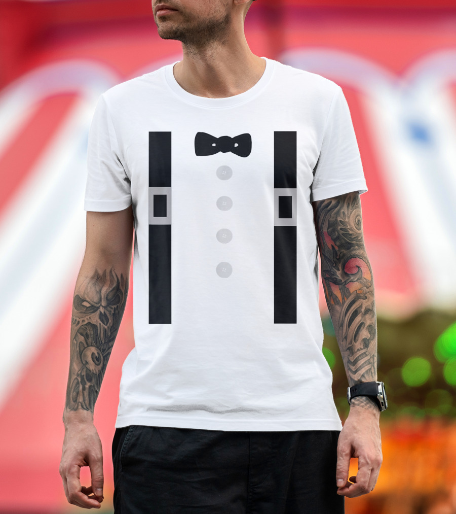Amish Costume Bow Tie Suspenders Button T-Shirt