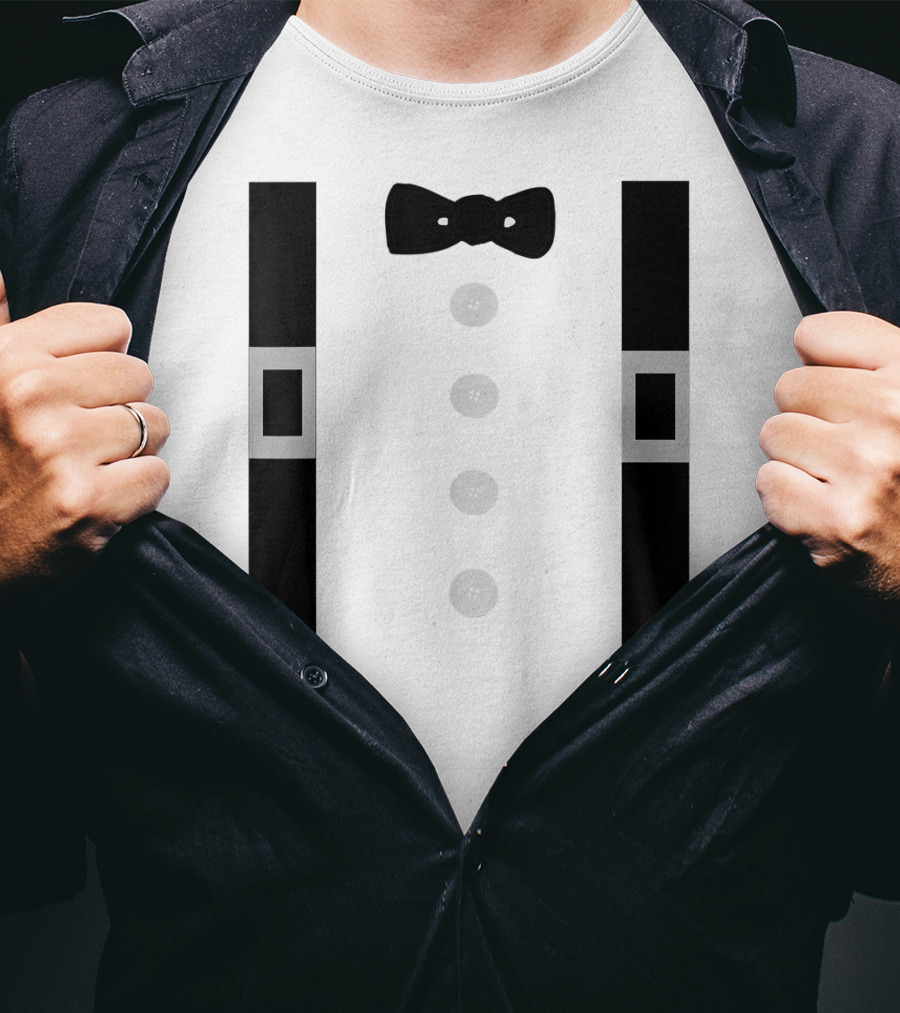 Amish Costume Bow Tie Suspenders Button T-Shirt