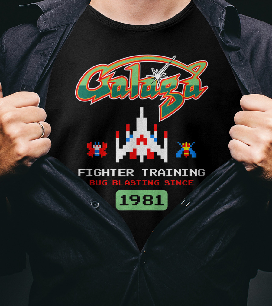 Galaga Fighter Training Bug Blasting Since 1981 Vintage Arcade Video Game T-Shirt