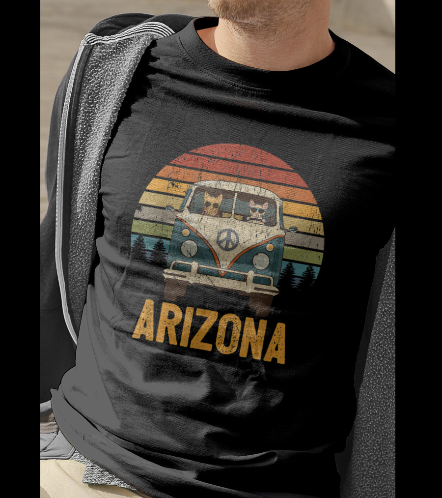 Arizona Cool Cats Groovy Peace Van Road Trip T-Shirt