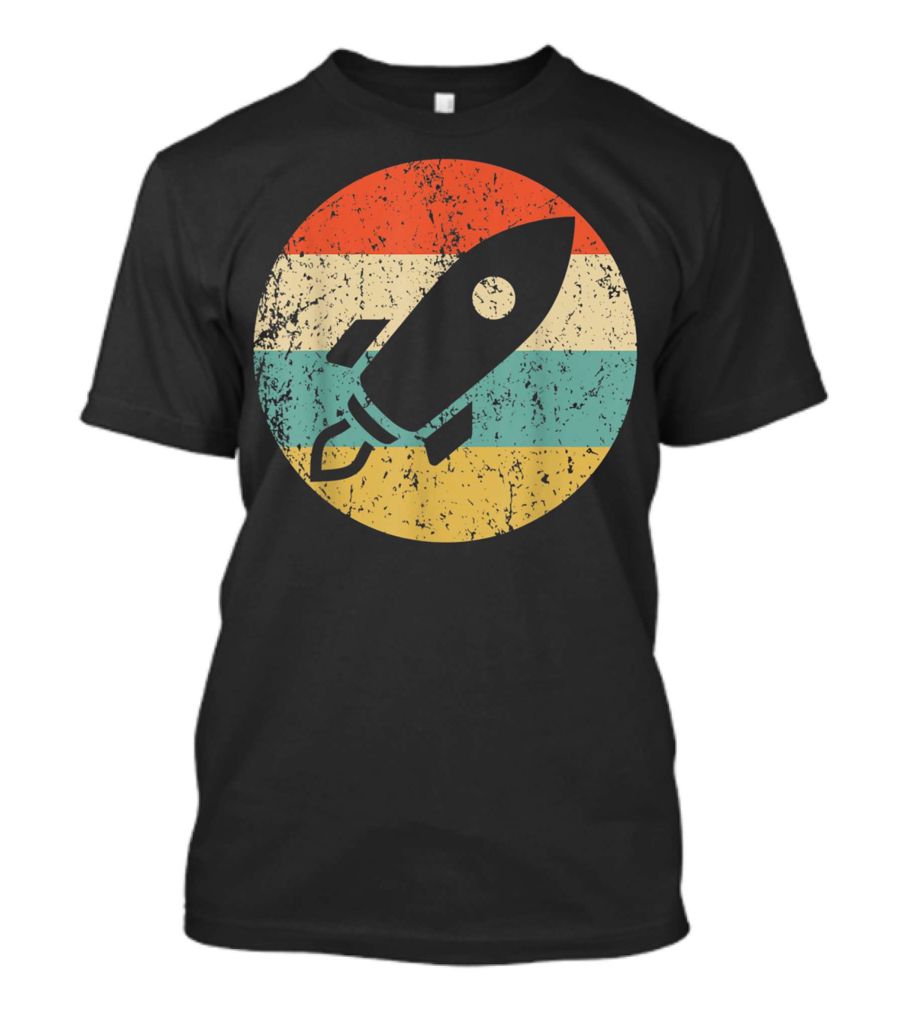 Astronau Vintage Space Ship Retro Rocket Stripes T-Shirt