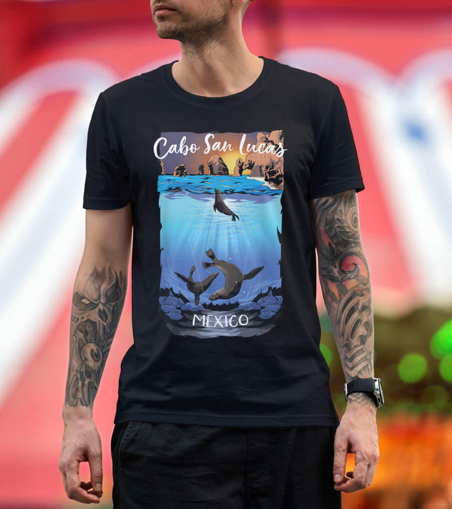 Cabo San Lucas Mexico Seals Ocean Rocks T-Shirt