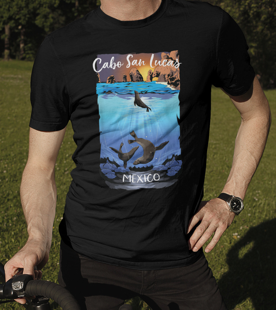 Cabo San Lucas Mexico Seals Ocean Rocks T-Shirt