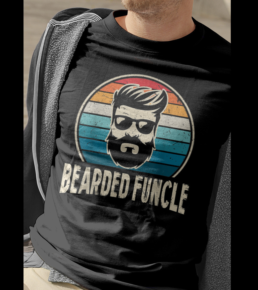 Bearded Funcle Retro Vintage Style Funny Cool Fun Uncle Birthday T-Shirt