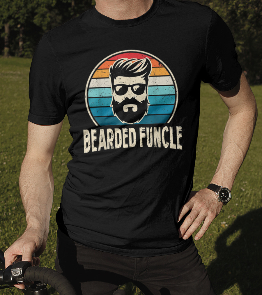 Bearded Funcle Retro Vintage Style Funny Cool Fun Uncle Birthday T-Shirt