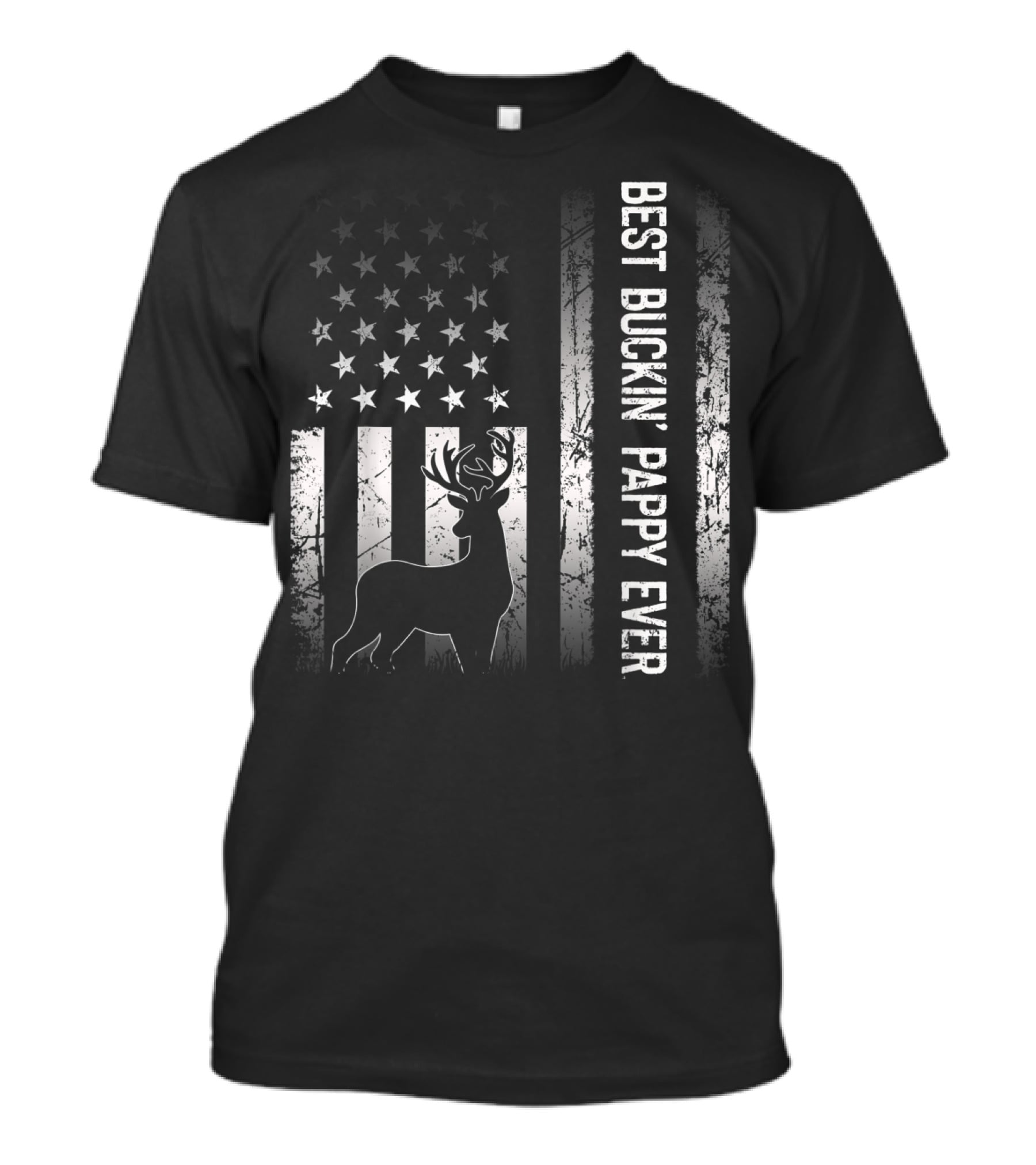 Best Buckin' Pappy Ever Patriotic Deer American Flag T-Shirt