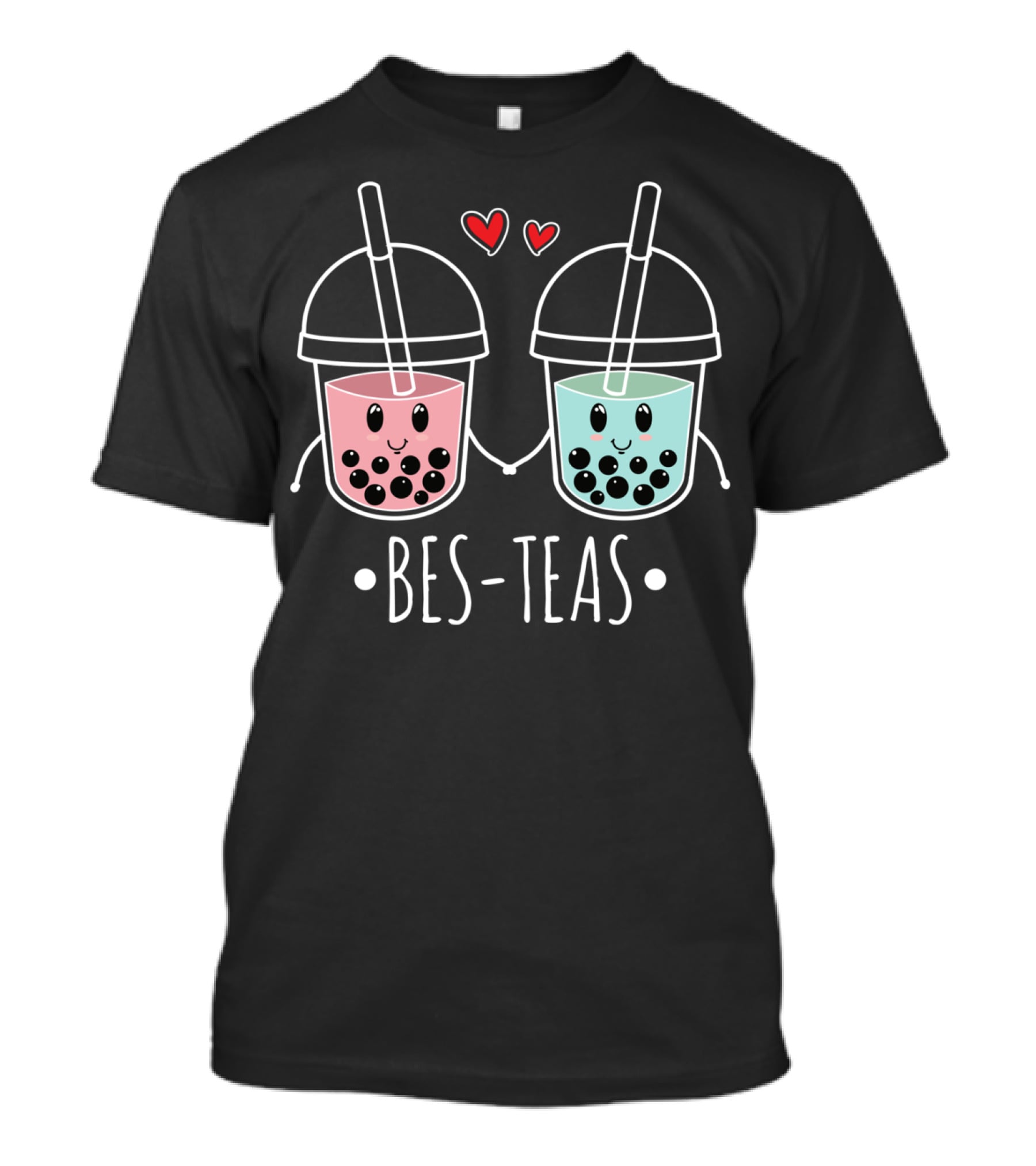 Besteas Bubble Tea Cute Boba Milk Lover With Hearts T-Shirt