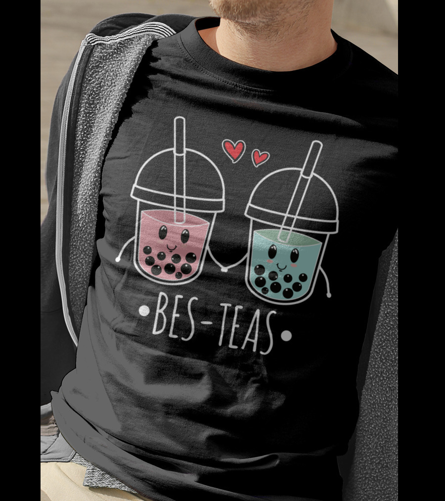 Besteas Bubble Tea Cute Boba Milk Lover With Hearts T-Shirt