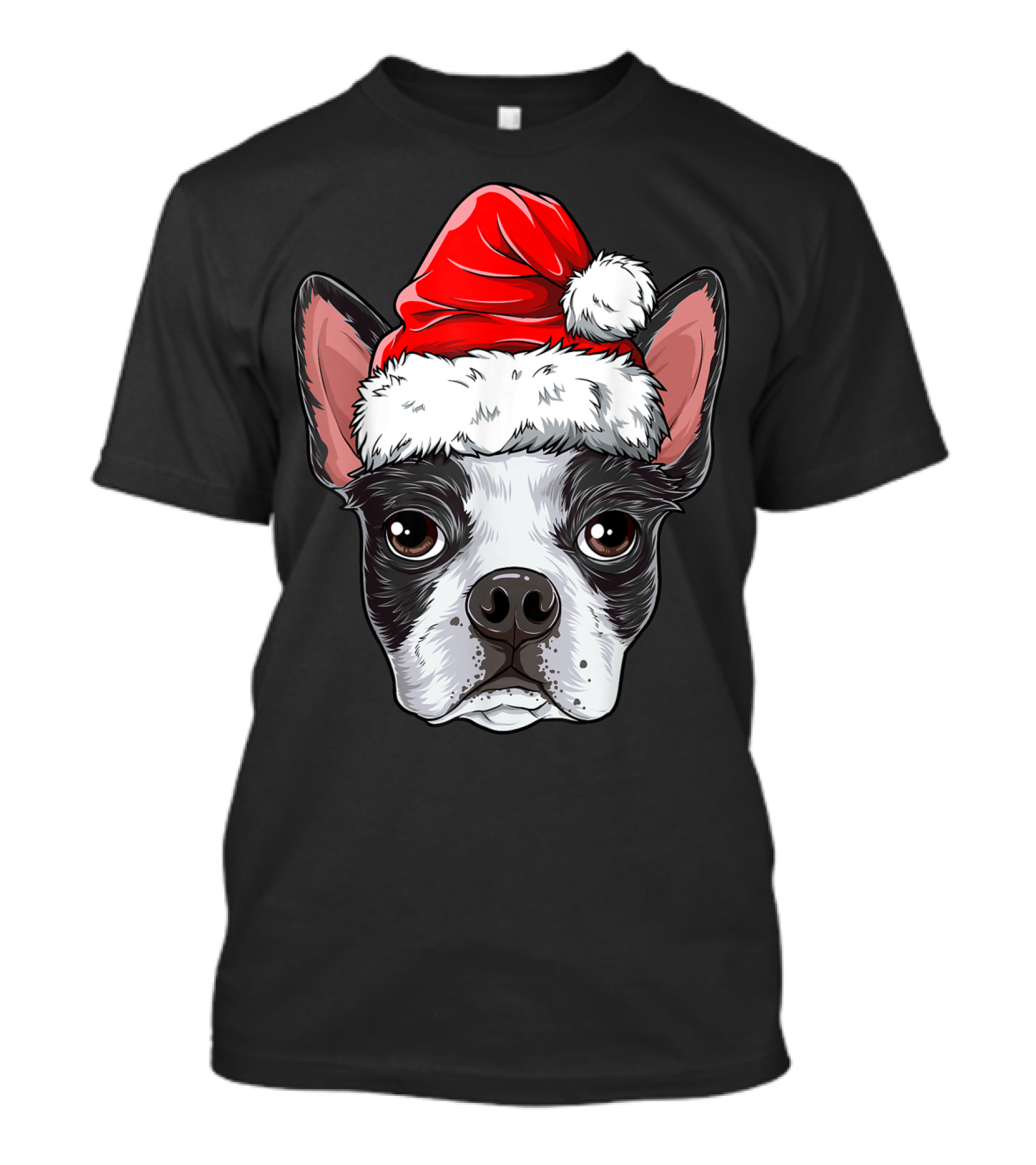 Boston Terrier Christmas Dog Santa Hat T-Shirt