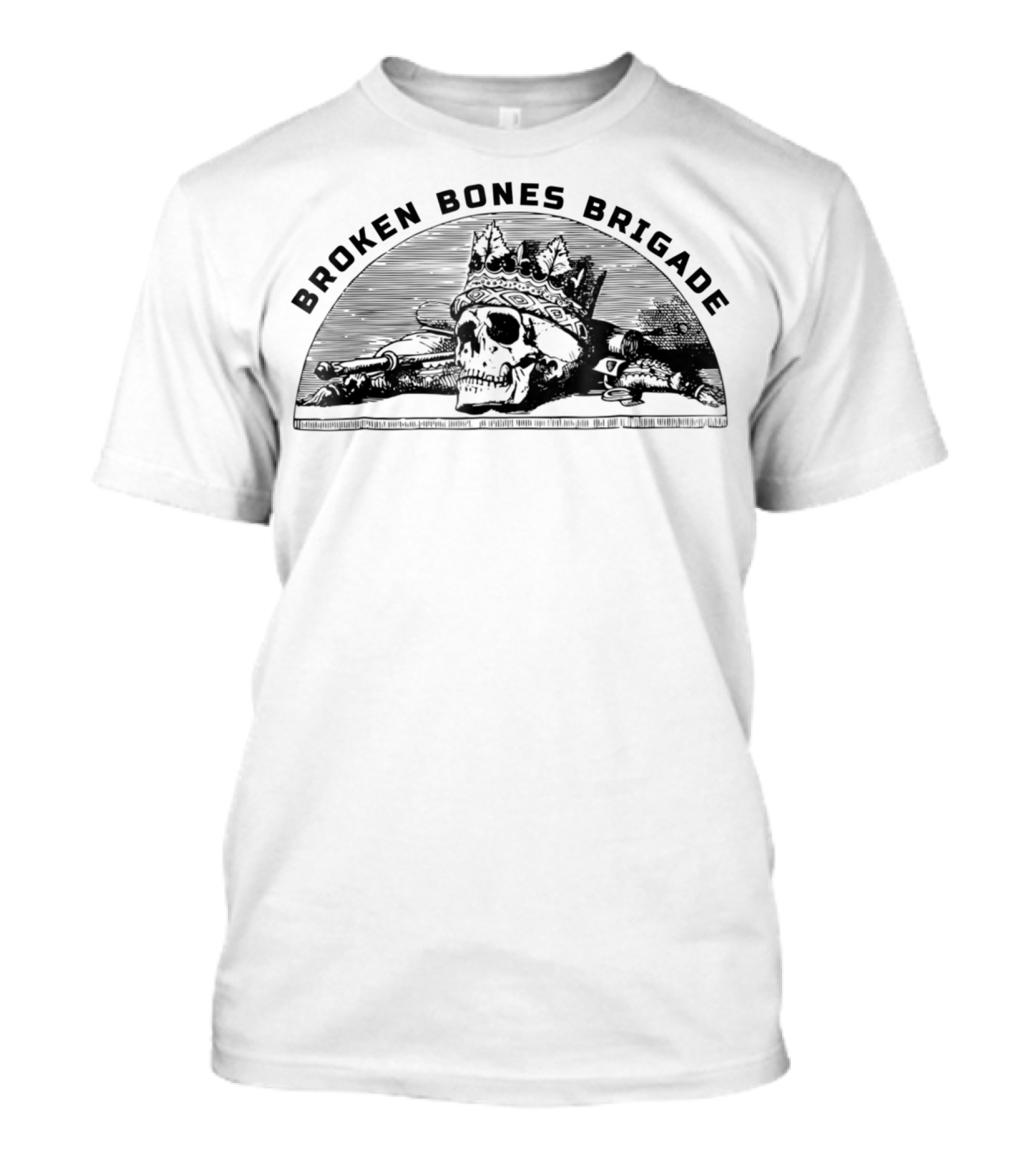 Broken Bones Brigade Crowned Skull Skateboard Pro T-Shirt